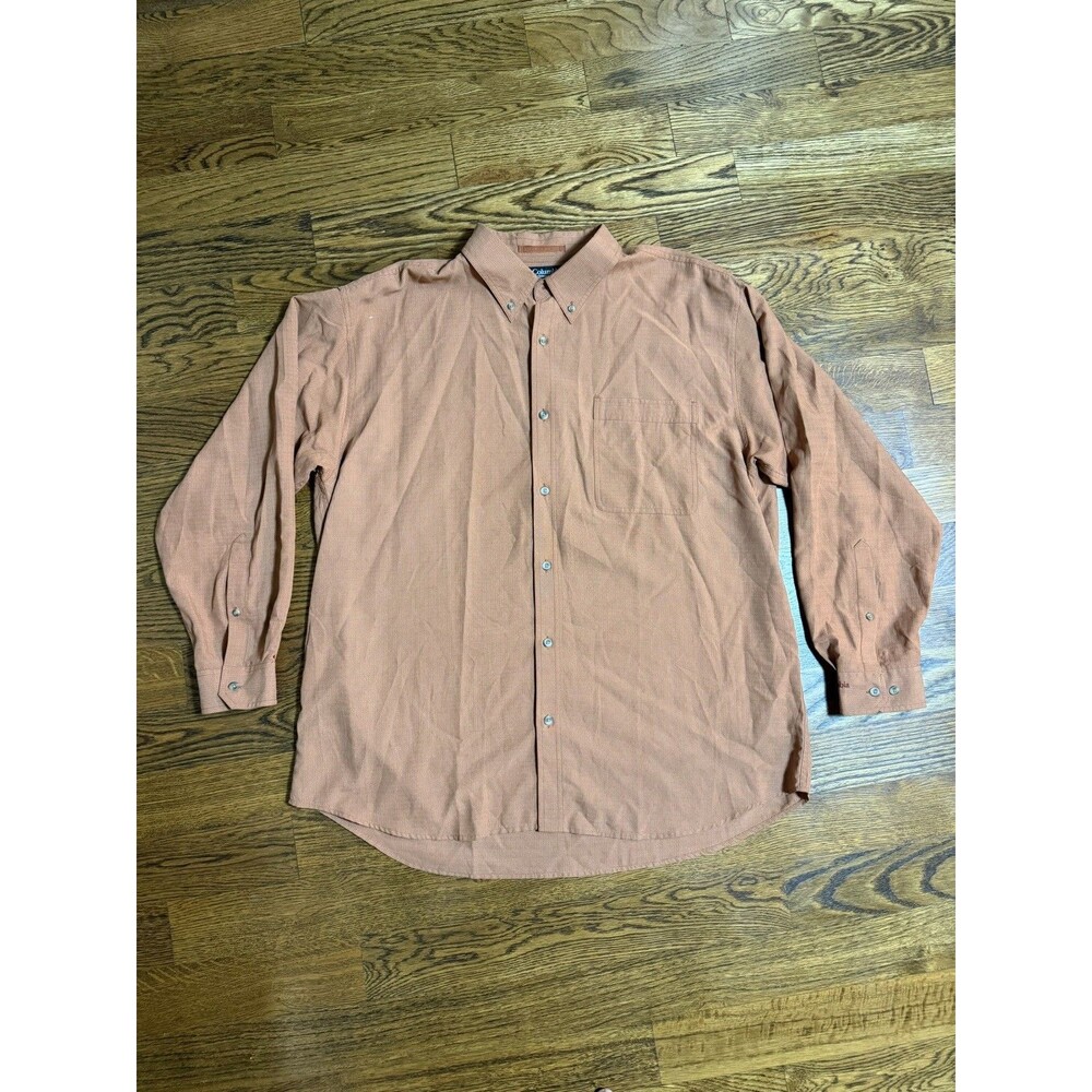 Columbia Shirt Men's XXL Long Sleeve XCO Orange Plaid Button Camp Sportswear
